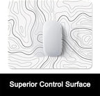 ITNRSIIET Mouse Pad with Stitched Edge Premium Textured Smooth Precise Operation Waterproof Washable Non-Slip Rubber Base Desktop Protection Mat, 10.2×8.3×0.12 inches, Topographic Contour White