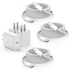 iPhone 16 15 Charger Fast Charging,3Pack 20W USB C Charger Type C Chargers Plug Wall Chargers 10FT USB-C Woven Charge Cable for iPhone 16e/16 Pro Max/16Pro/16 Plus/15 ProMax/iPad Pro/Air/Mini,AirPods