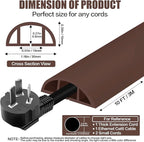 Floor Cord Cover Self Adhesive Cord Hider,10FT Cable Management, Extension Strip Protector for Wires, Prevent Cable Trips for Offices, Gyms, Exhibitions Cavity:0.39"(W) x 0.27"(H) Coffee