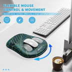 Mouse Pad with Wrist Rest, Ergonomic Mousepads with Wrist Support, Soft Lycra Fabric Memory Foam Office Desk Accessories for Comfort/Pain Relief/PC Gaming/Computer/Laptop (Green Leaves)