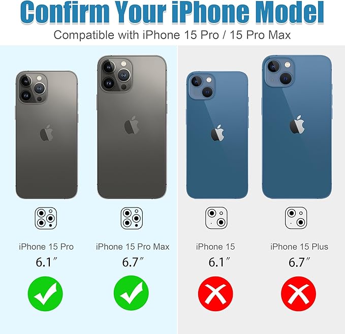 AGVEE 3+3 6 Pack for iPhone 15 Pro 6.1" / 15 Pro Max 6.7" Camera Lens Protector, Bling Diamond & Bling Glitter Metal Ring 9H Tempered HD Glass Camera Protector Cover Film, Bling-Black