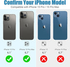 AGVEE 3+3 6 Pack for iPhone 15 Pro 6.1" / 15 Pro Max 6.7" Camera Lens Protector, Bling Diamond & Bling Glitter Metal Ring 9H Tempered HD Glass Camera Protector Cover Film, Bling-Black