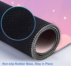 Cute Anime Cloud Desk Mat, Beautiful Pink Stitching Edge Non Slip Rubber Mouse Pad, Suitable for Female and Girl Office Decoration 35.4 x 15.7 x 0.12 Inches