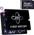 360° 4 Way Magnetic Privacy Filter for iPad 9th/8th/7th Generation (10.2 Inch, 2019/2020/2021), Removable Anti-Glare Blue Light Matte Privacy Screen Protector, Anti-Scratch, Bubble-Free, Reusable