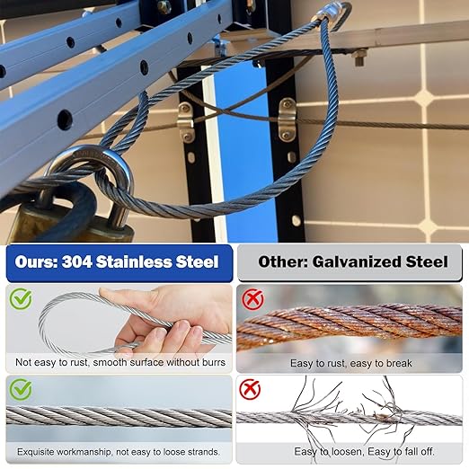 TooTaci 3/16 Wire Rope Kit with M8 Turnbuckles for Cables Wire, 50ft Stainless Steel Cable, Clamps and Thimbles, 7x19 Strands Heavy Duty Aircraft Cable for Zipline, Deck Railing, Shade Sail