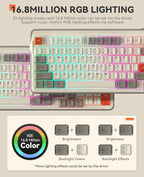 DAREU EK98pro Wireless Mechanical Keyboard,Tri-Mode BT/2.4GHz/USB-C Creamy Gaming Keyboard with Number Pad,Pre-lubed Linear Switches,Gasket Structure,Hot Swappable Custom,RGB Backlit for Win/Mac