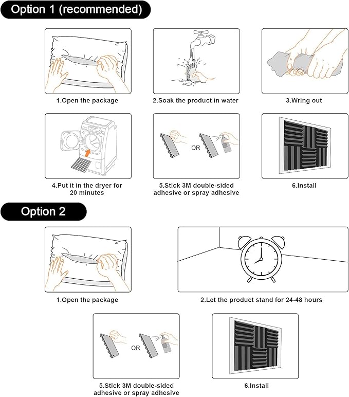 JBER 48 Pack Charcoal Acoustic Panels Studio Foam Wedges Fireproof Soundproof Padding Wall Panels 2.5 X 30 X 30cm/1" X 12" X 12"