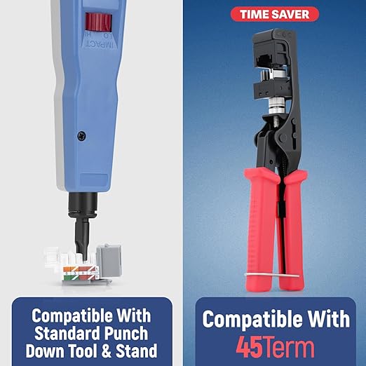 Everest 45° Angled RJ45 Cat5e Keystone Jacks 10-Pack in Gray - Slim Profile Female RJ45 Connectors - Cat 5e Keystone Jack - Compatible with 45° Angled Speed Termination Tool - 45Term (B0BL3GS7ZY)
