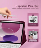 for iPad 10th Generation Case with Keyboard 10.9 Inch 2022/iPad (A16) 11th Gen 11 Inch 2025 - Magnetic Detachable Keyboard, Stain Proof Cover, Smart Folio Case with Pencil Holder - Burgundy
