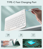 CHESONA Keyboard Case for iPad (A16) 11th/10th Generation (2025/2022), Detachable Wireless Keyboard, Stand Folio Keyboard Cover with Pencil Holder, Thin & Light (Lake Blue)