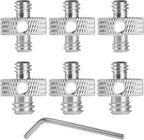 Camera Mount Screw 1/4" Male to 1/4" Male & 1/4" to 3/8" Tripod Screw Adapter with Hole 7 Pcs Set for Camera Tripod Mount Light Stand DSLR Equipped with Hex-L Key (Silver)