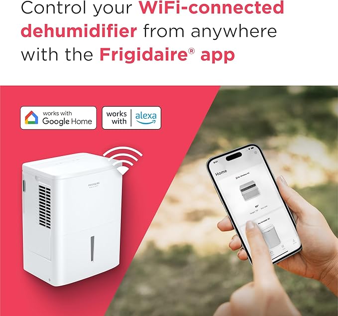 Frigidaire Gallery 2-in-1 35-Pint Dehumidifier with Wi-Fi, Energy Star Certification & Air Quality Monitoring for Small/Medium/Large Rooms & Basements, Custom Humidity Control, Auto Shut Off, White