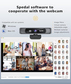 Spedal 4K UHD Webcam with Built-in AI Noise Reduction Dual Microphones,120° Wide Angle Zoomable Webcam with Remote and Software Control for Conferencing/Streaming/Online Teaching/Video Calling