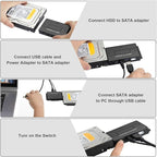 USB 3.0 to SATA IDE Hard Drive Reader, YINNCEEN External Hard Drive Ultra Recovery Converter Universal Hard Drive Adapter Kit for 2.5/3.5 HDD/SSD Hard Drive Disk, Include 12V/2A Power Adapter