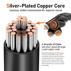 Premium HiFi IEM Cable - Silver-Plated 3.5mm to MMCX Cord, Lossless-Sound in-Ear Monitor Cables for Vibes 201/202, Shure SE215/315/425/535/846-Black (HC001)