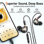 Vibes 202ML Wired Earbuds - HiFi in Ear Headphones - Noise-Isolating Ear Buds w/ Mic - Clear Sound, Deep Bass, Comfort-Fit Earphones - MMCX–Lightning for iPhone 5–14, Silver Plated Cord, Carrying Case