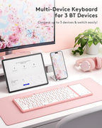 Samsers Foldable Bluetooth Keyboard with Touchpad, Full-Size Wireless Portable Travel Folding Keyboard for iOS Android Windows Mac OS, Support 3 Devices (BT5.1 x 3), Pink