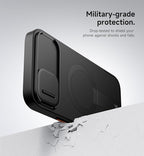 SURITCH for iPhone 14 Plus/15 Plus Case with Magnetic Camera Slide Cover and Adjustable Kickstand, Compatible with MagSafe, Shockproof Bumper Case Slim Protective Cover 6.7 Inch, Black