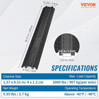 VEVOR 2 PCs Thermoplastic Rubber Drop Over Cable Cover Ramp, 2,000 lbs/axle Load Capacity, Heavy Duty Cable Hose Protector Ramp, Floor Cord Cover for High Walking Traffic Areas Home Office Warehouse
