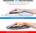 Mouse Pad Wrist Support, Laokiiy 2 in1 Keyboard Wrist Rest+ Ergonomic Mouse Pad, Non-Slip Wrist Rest for Computer Keyboard, Made Easy Typing & Relieve Wrist Pain(White Gold Gray Marble)