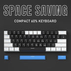 60% Mechanical Gaming Keyboard,White Black Blue Keycaps Gaming Keyboard with Linear Red Switch, Detachable Type-C Cable Mini Keyboard with Blue LED Light for Windows/Mac/PC/Laptop