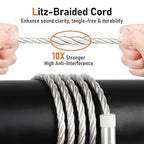 Premium HiFi IEM Cable - Silver-Plated 3.5mm to MMCX Cord, Lossless-Sound in-Ear Monitor Cables for Vibes 201/202, Shure SE215/315/425/535/846-Silver (HC001)