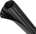 Split Wire Loom Tubing, Cable Protector Sleeve, Braided Cable Management for TV/Computer/Home Theater/Engine Bay, Cord Protectors from Pets No Chew (Black, 1.26"-25ft)