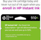 HP 910XL Black High-yield Ink Cartridge for HP Printers | Works with Printer Series: OfficeJet 8010, 8020; OfficeJet Pro 8020, 8030 | Eligible for Instant Ink | 3YL65AN