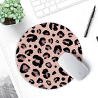 ITNRSIIET Round Mouse Pad with Stitched Edge Premium-Textured Waterproof Non-Slip Rubber Base Desktop Protection Mat Diameter 8.7 inches, Leopard Black Purple