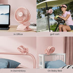 Shinebella AA Battery Powered Clip on Fan with 4-Speed, 5’’ Small Desk Fan with Aroma Function, USB Powered, 360°Rotation, Ultra Quiet, for Golf Cart, Stroller, Bedroom,Car(Batteries Not Included)