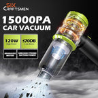 Handheld Car Vacuum with 15000PA Power, 4 in 1 Small Powerful Cordless Vacuum Cleaner & Air Duster with 2000mAh Battery, Rechargeable Portable Mini Hand Held Vacuum for Car,Home,Office,Pet Hair（Green）