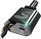 Retractable Car Charger USB C Fast Charging 120W, Car Accessories Cigarette Lighter Adapter Car Charger iPhone16 15 14 13 12 11 Car Essentials Gift for Travelers, Men, Women