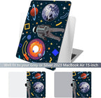 Batianda Premium Case for New MacBook Air 15 inch 2025 M4 2024 2023 with M3 M2 Chip Model A3241/A3114, Designed Protective Plastic Hardshell & Keyboard Cover & Screen Protector, Astronaut Planet