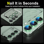 YWXTW Camera Lens Protector for Samsung Galaxy S25 Accessories [1:1 Fit & Ultra Clarity] 9H Tempered Glass Metal Individual Ring Camera Cover Screen Protector for S25, Case Friendly (Green)
