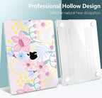 TWOLSKOO Compatible with M4 MacBook Air 15 inch Case 2025-2023 Released Model M4 A3241 M3 A3114 M2 A2941, Plastic Hard Shell & Screen Protector & Keyboard Cover & Type C Adapter, Floral Spring