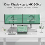 Plugable USB C Laptop Docking Station, Dual Monitor 4K 60Hz for Apple Mac M1/M2/M3/M4, 2X HDMI or 2X DisplayPort, 100W Charging DisplayLink Dock, 2 Displays for MacBook, Driver Required (UD-6950PDH)
