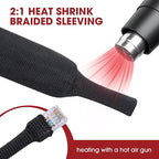 Heat Shrink Wire Loom 2:1 Shrinkable Braided Cable Sleeve 1 Inch ID-46ft Abrasion Protection Flexibility Fabric Wiring Harness Cover Sheath