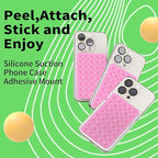 Octo Cup Buddy Sticky Grip Holder for Silicone Cellphone, Silicone Suction Cup Phone Case Mount Double Sided, Hands-Free Phone Accessories Strong Grip Holder for Selfie and Video (Pink)
