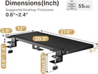 Desk Extender Tray, 28" x 12" Clamp On Desk Shelf, Desk Extension with Laptop Holder, Table Desk Arm Rest, Clamp On Keyboard Tray for Office and Home, Workstation Organizer, Large, Black