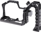 FocusFoto Camera Cage +Top/Side Handle Grip Kit, Aluminium Alloy Video Filmmaking Stabilizer Rig with Cold Shoe and 1/4" 3/8" Screw Mouting for Canon EOS M50 Mark II/M50/M5 Mirrorless Camera