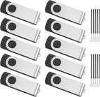 ABLAZE 16GB Flash Drive 10 Pack, USB 2.0 Memory Stick with Lanyards Swivel Thumb Drives Bulk 16GB Pendrive U Disk for Data Storage (Black)