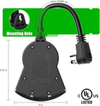 Outdoor Light Sensor Timer, 24 Hours Heavy Duty Waterproof Outlet Timer with 2, 4, 6 or 8 Hours Countdown Mode, 3 Grounded Electrical Outlet for Home Backyard Garden (2 Pack)