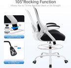 HYLONE 400lbs Heavy Duty Drafting Chair 5" Thickened Seat Office Chair with Flip-Up Armrests Tall Ergonomic Computer Chair with Lumbar Support and Adjustable Footrest Ring Standing Desk Chair (Black)