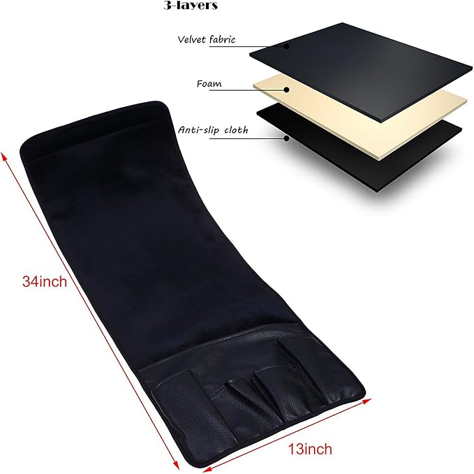 Wanty Velvet Sofa Couch Chair Armrest Soft Caddy Organizer Holder for Remote Control, Cell Phone, Book, Pencil (Black)