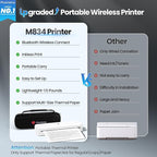 Phomemo Portable Printers Wireless for Travel [Upgraded],M834 Bluetooth Thermal Printer 8.5" x 11"& A4 Size,Inkless Mobile Printer with Carry Case for Travel,Office,School,Car,Home,White