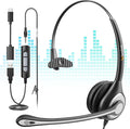 Wantek Computer Headset with Microphone for PC,Laptop,USB Headset with Noise Cancelling & Audio Controls,Computer Headphones for Call Center,Work,Ofiice,Mono