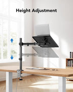 HUANUO Laptop Desk Mount - 17' to 32' Monitor Arm, Ventilated Tray, Fully Adjustable with Tilt, Swivel & Rotation, Holds up to 22 lbs