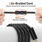 Premium HiFi IEM Cable with Mic – Silver-Plated 3.5mm to MMCX Cord - Lossless Sound for Shure SE215/315/425/535/846 & Vibes 201/202 - Tangle-Free in-Ear Monitor Cables - Black (HC001M)