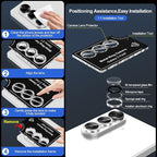 for Samsung Galaxy Z Fold 7 Camera Lens Protector, Individual Metal Ring Tempered Glass Lens Cover, [Strong Adsorption] Scratch Resistant Ultra-Thin HD Clear Lens Cover, 1 Set-Black Sparkly