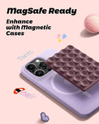 amBand Magnetic Suction Phone Mount for MagSafe Case, Silicone Cup Sticky Grip Holder for iPhone, Removable Hands-Free Selfie/Video for TikTok Influencers, Women Gift, Smoke Violet